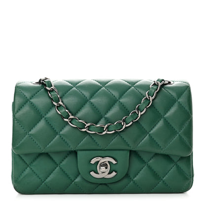 Chanel Lambskin Quilted Mini Rectangular Flap Dark Green 1 of 13