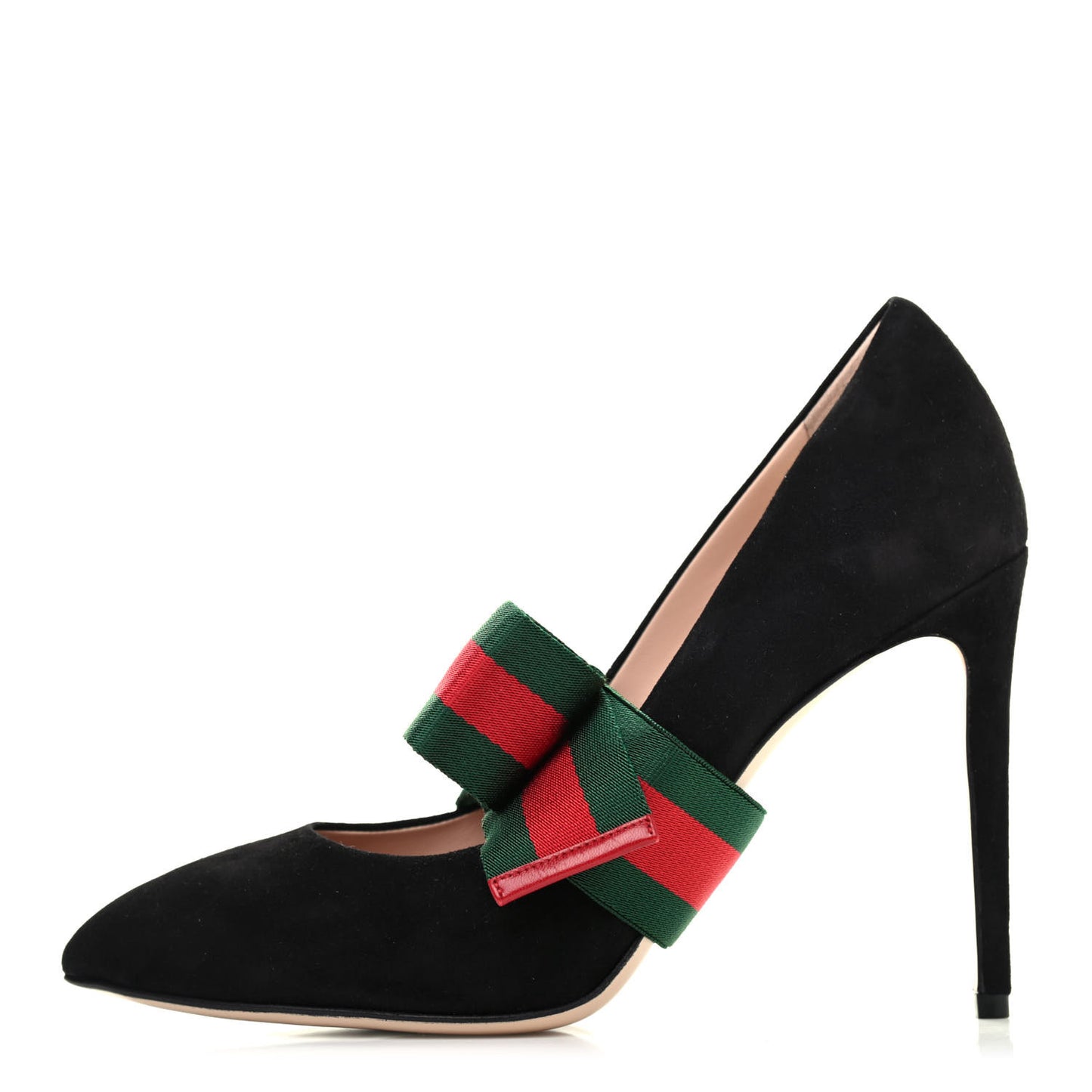 Kid Scamosciato Removable Web Bow High Heel Pumps 39.5 Black
