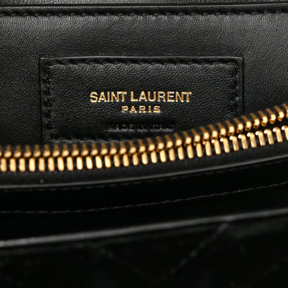 Saint Laurent Velvet Matelasse Chevron Medium College Monogram Bag Black 7 of 13