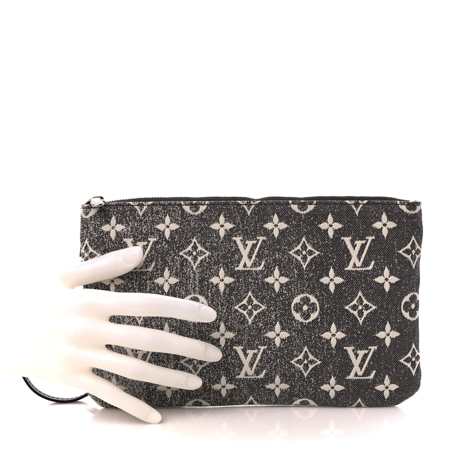 Louis Vuitton Denim Monogram Jacquard Neverfull MM GM Pochette Gray 2 of 9