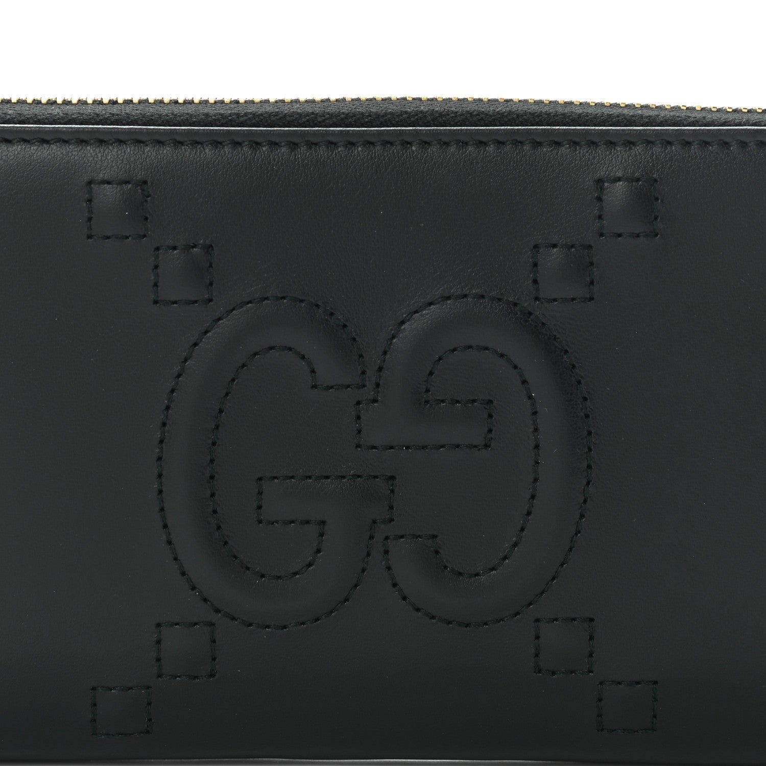 Gucci Apollo Calfskin GG Dadini Embroidered Zip Around Wallet Black 7 of 9