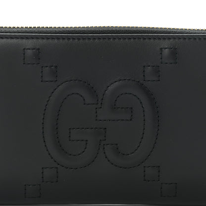 Gucci Apollo Calfskin GG Dadini Embroidered Zip Around Wallet Black 7 of 9