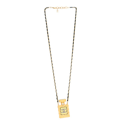 Chanel Crystal Pearl Perfume Bottle CC Necklace Gold 3 of 5