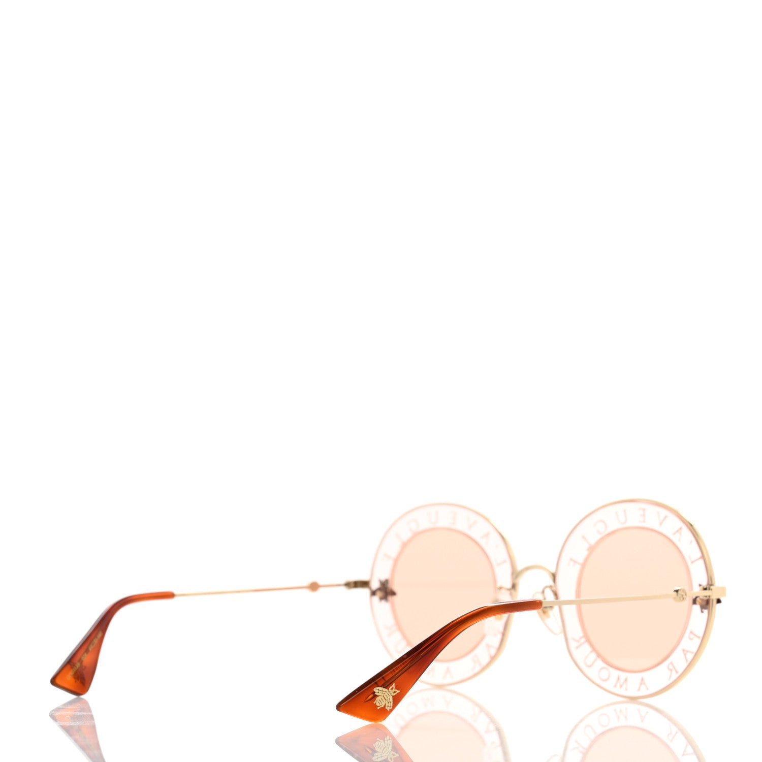 Gucci Metal L'Aveugle Par Amour Round Frame Sunglasses GG0113S Light Pink 4 of 8