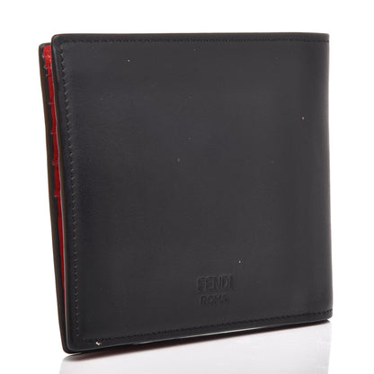 Fendi Vitello Century Monster Eyes Inlay Bi-Fold Wallet Black Giallo Rosso 3 of 7