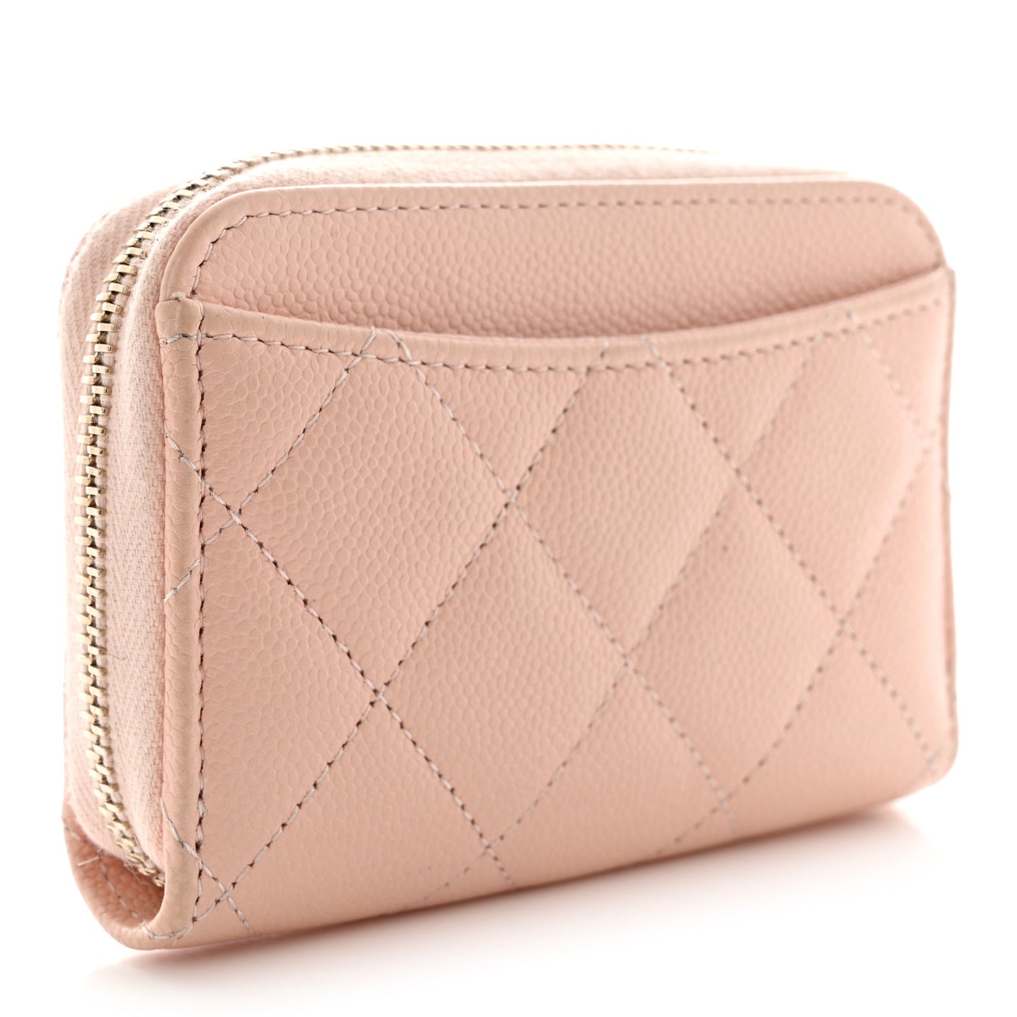Caviar Quilted Zip Around Coin Purse Light Pink