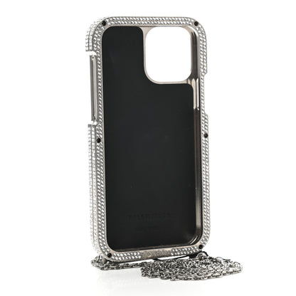 Balenciaga Brass Rhinestone Encrusted Glam Phone Case Silver 3 of 6