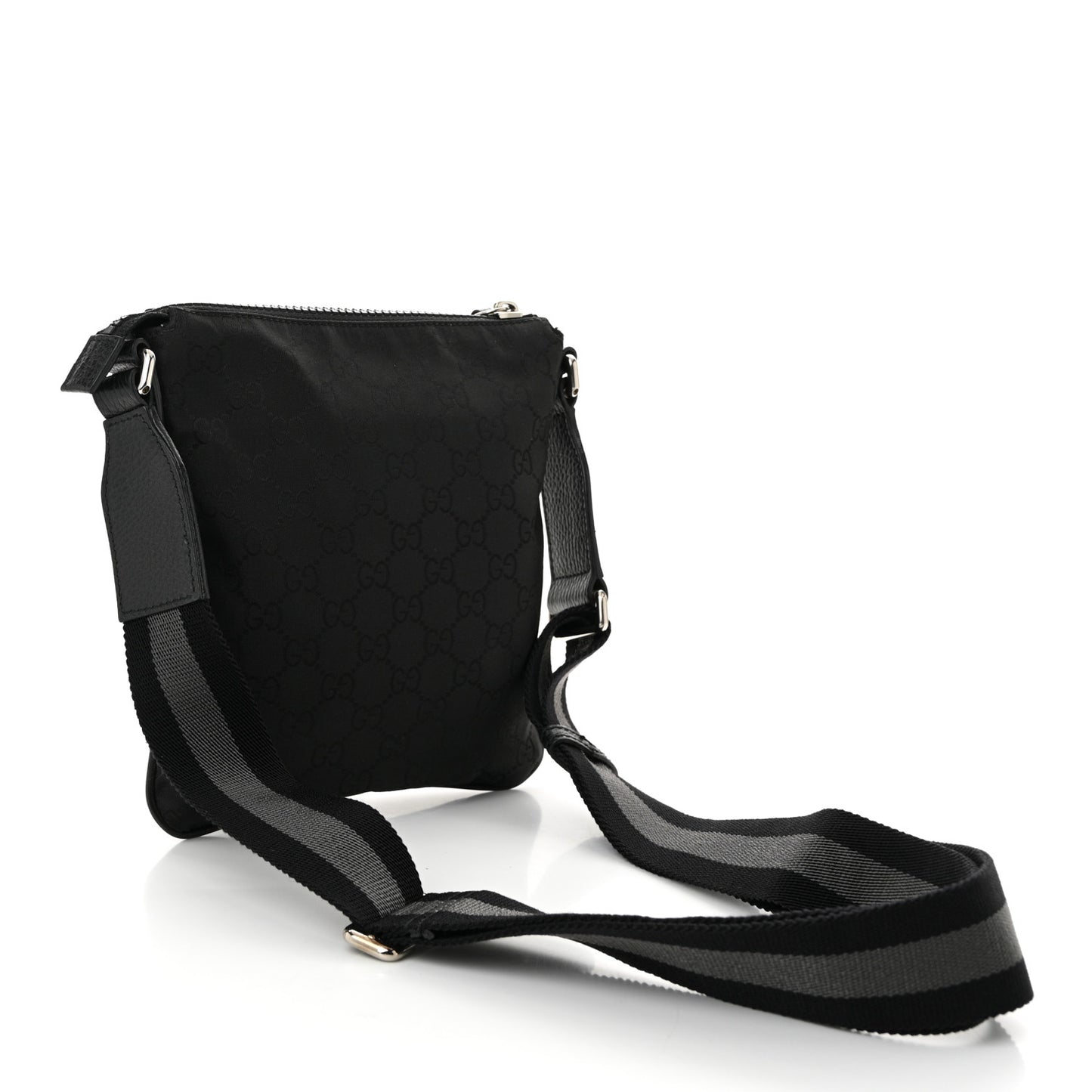Nylon Monogram Mini Flat Messenger Bag Black