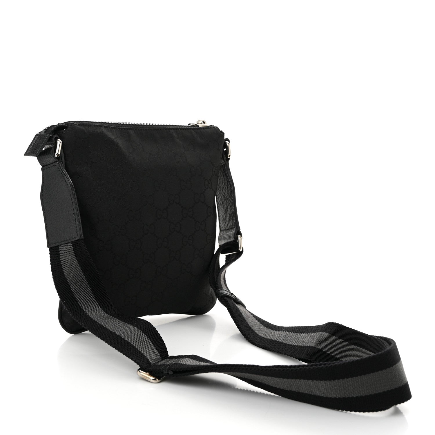 Gucci Nylon Monogram Mini Flat Messenger Bag Black 3 of 10