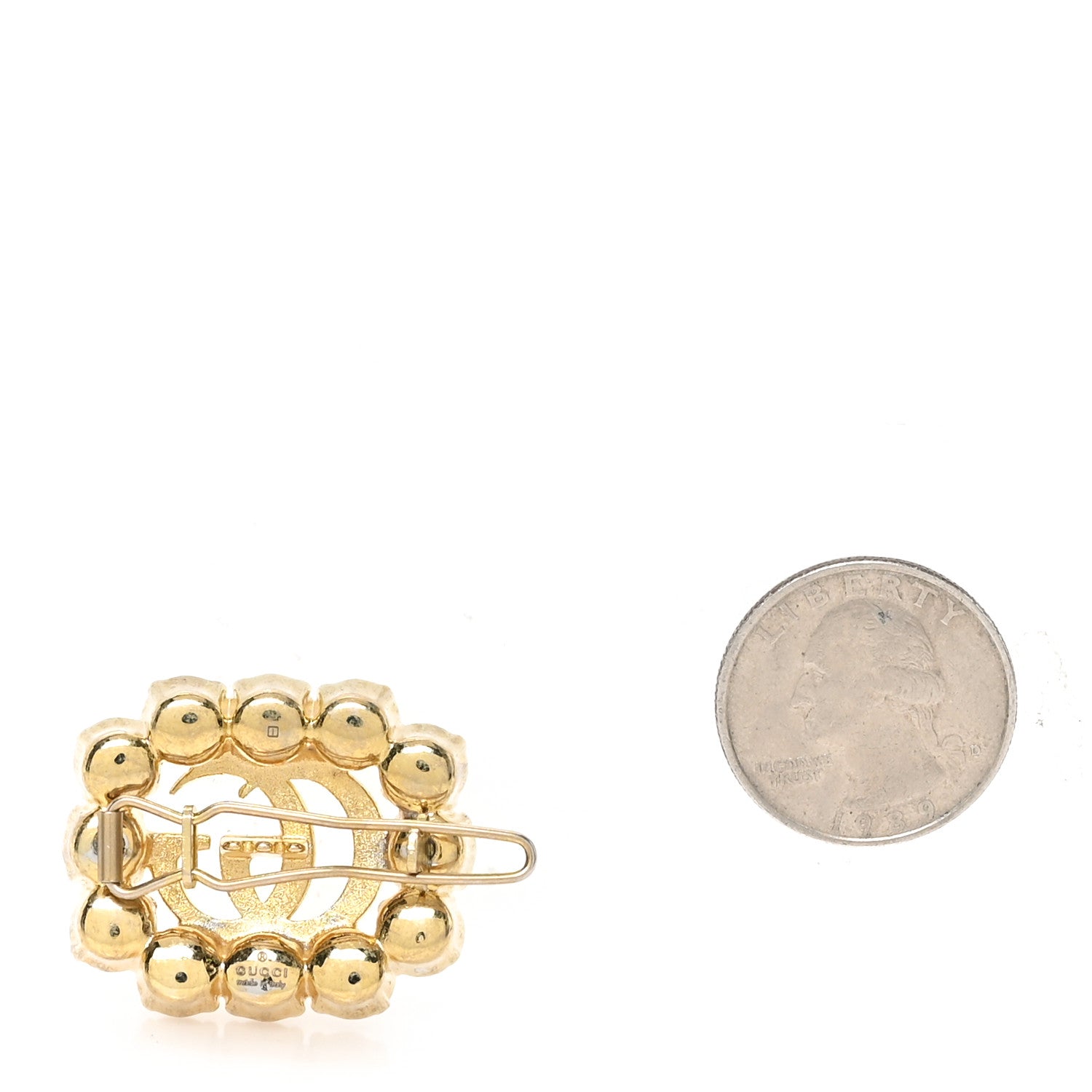 Gucci Metal Pearl Double G Hair Clip Aged Gold 2 of 4