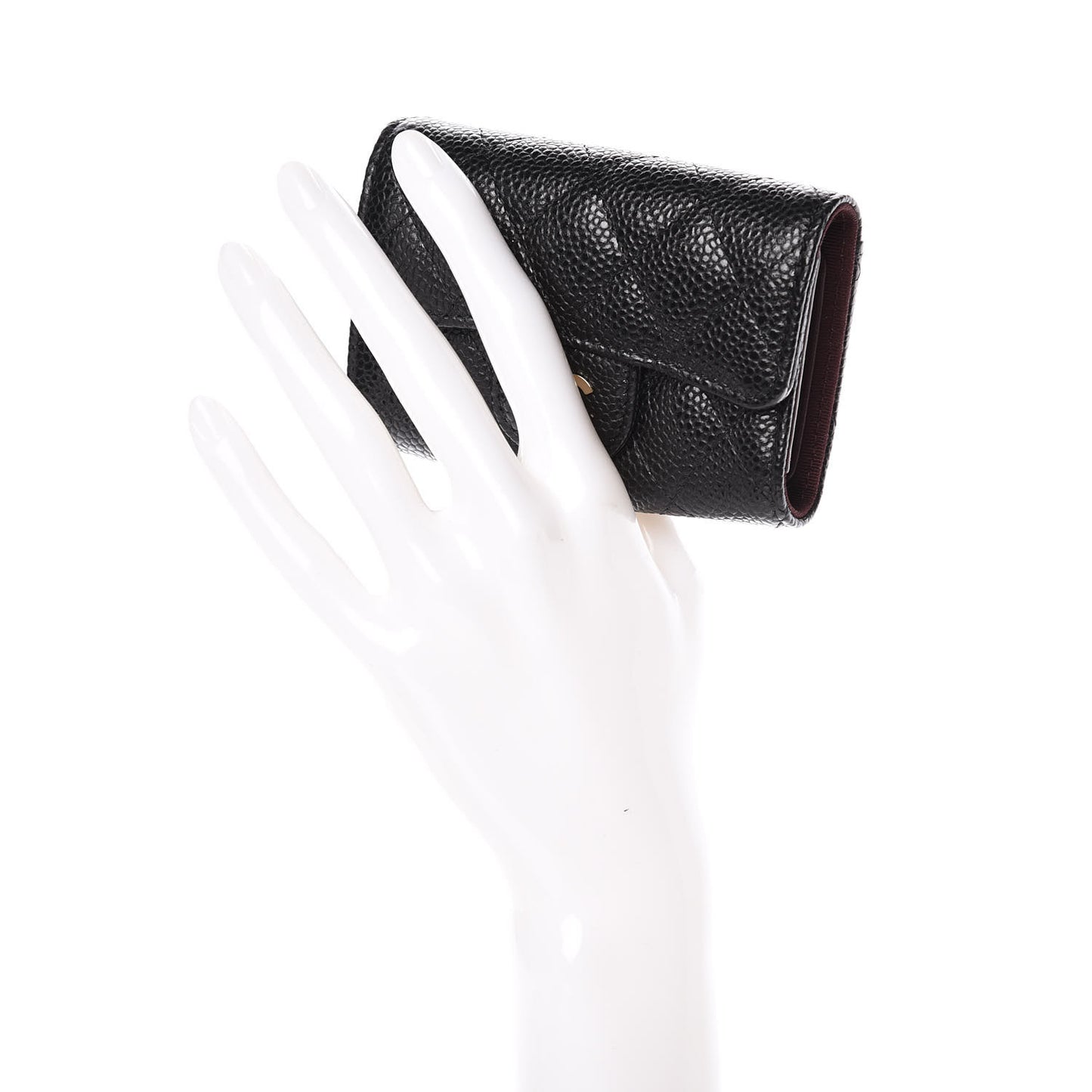 Caviar Quilted Classic 4 Key Holder Wallet Black