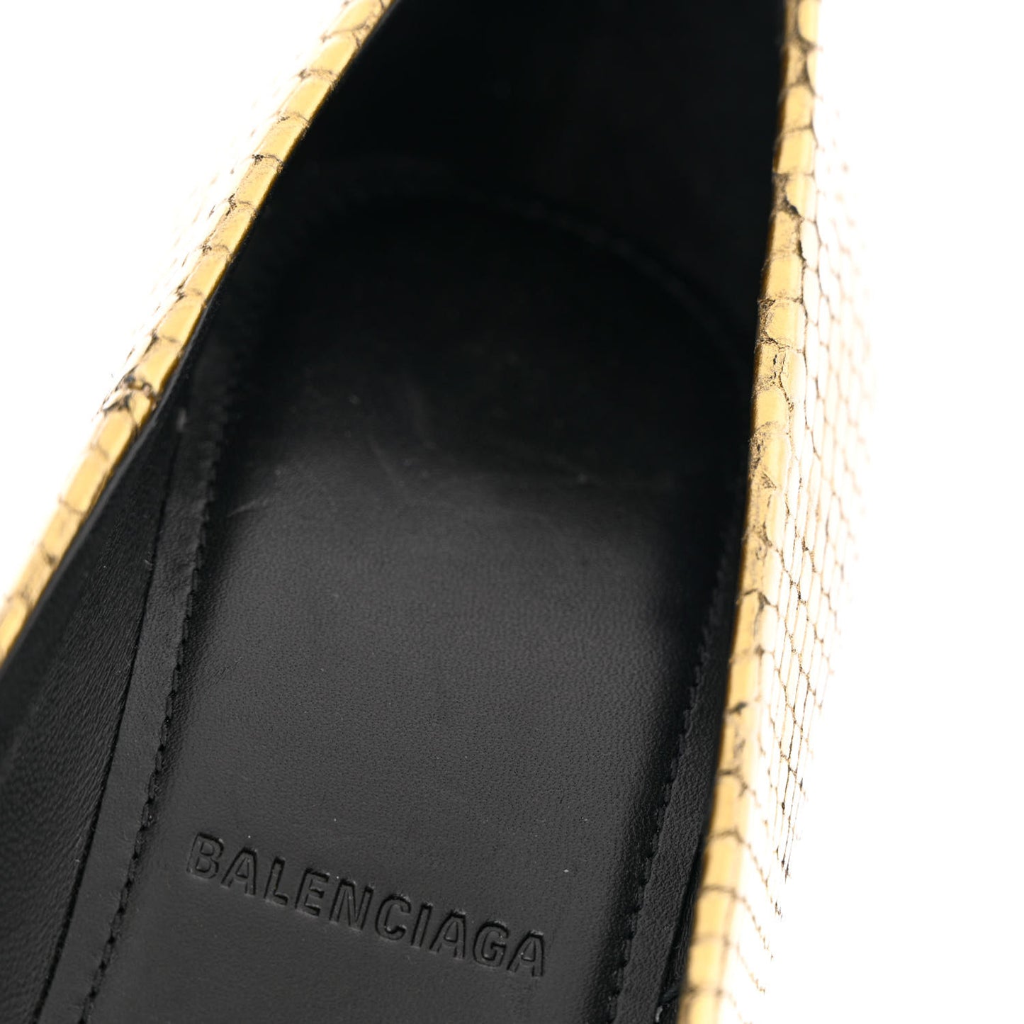 Metallic Calfskin Snakeskin Embossed Essex 110mm Pumps 36 Gold