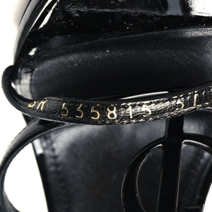Saint Laurent Patent Calfskin Cassandra 100 Sandals 37 Black 6 of 8