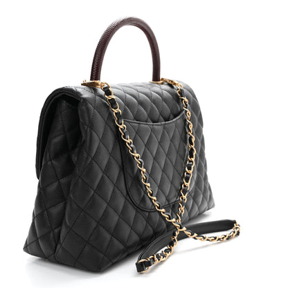 Chanel Caviar Lizard Quilted Medium Coco Handle Flap Black 2 of 10