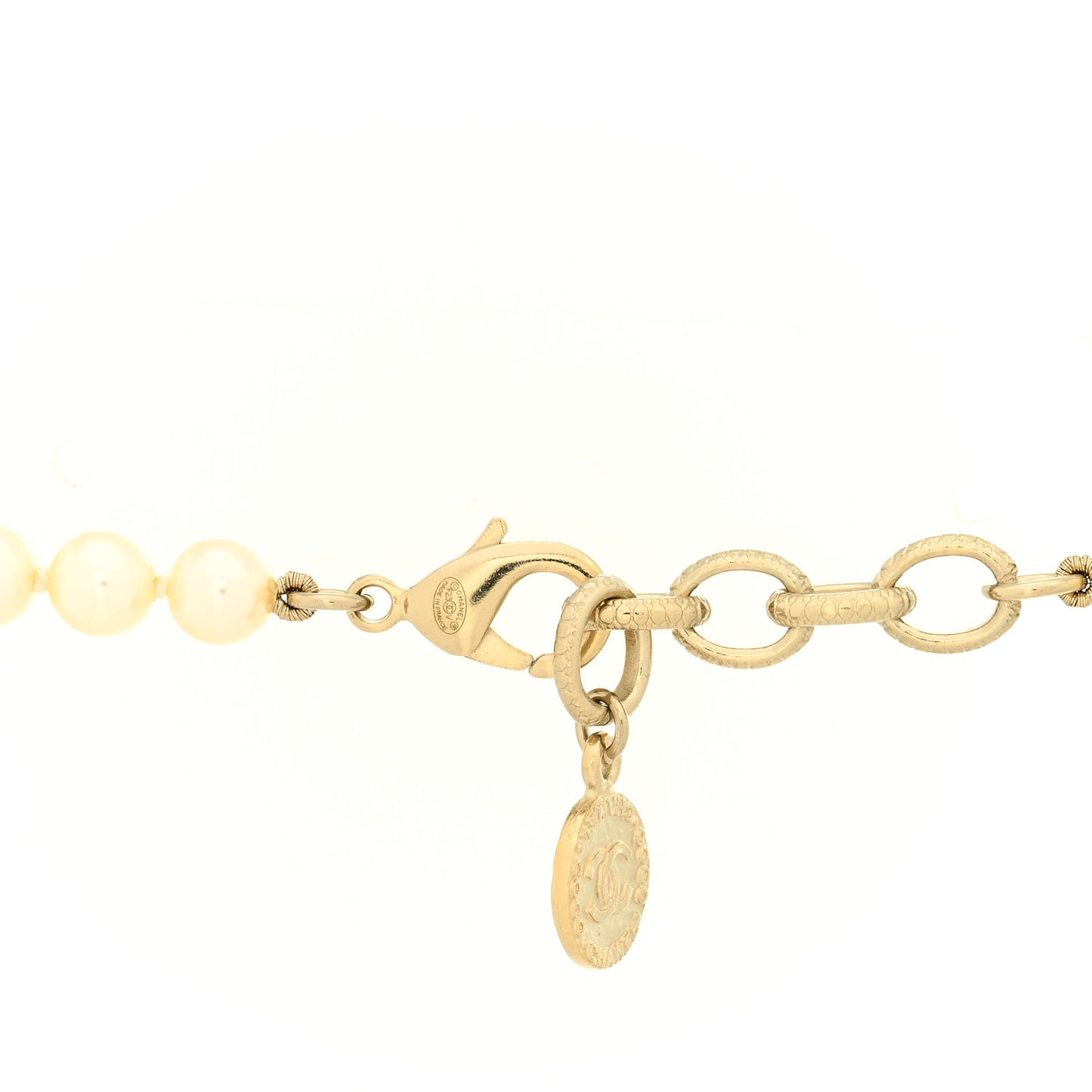 Pearl CC 100th Anniversary Necklace Light Gold