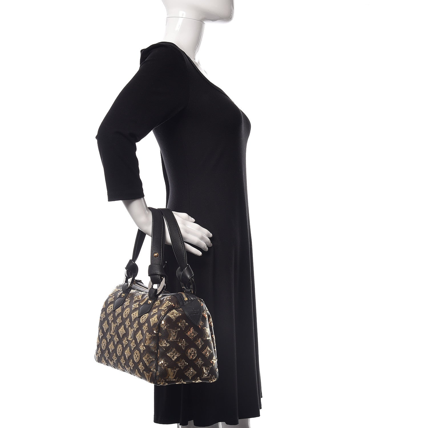Louis Vuitton Monogram Sequins Eclipse Speedy 28 Gold 2 of 8