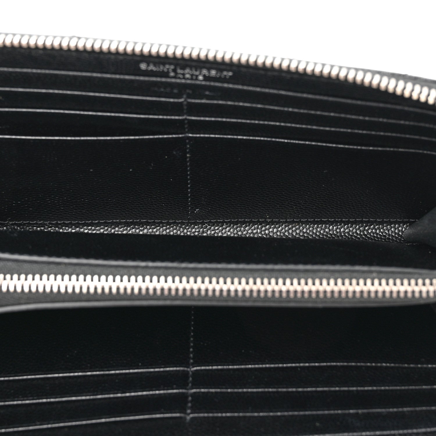 Saint Laurent Grain De Poudre Matelasse Chevron Monogram Zip Around Wallet Black 5 of 6