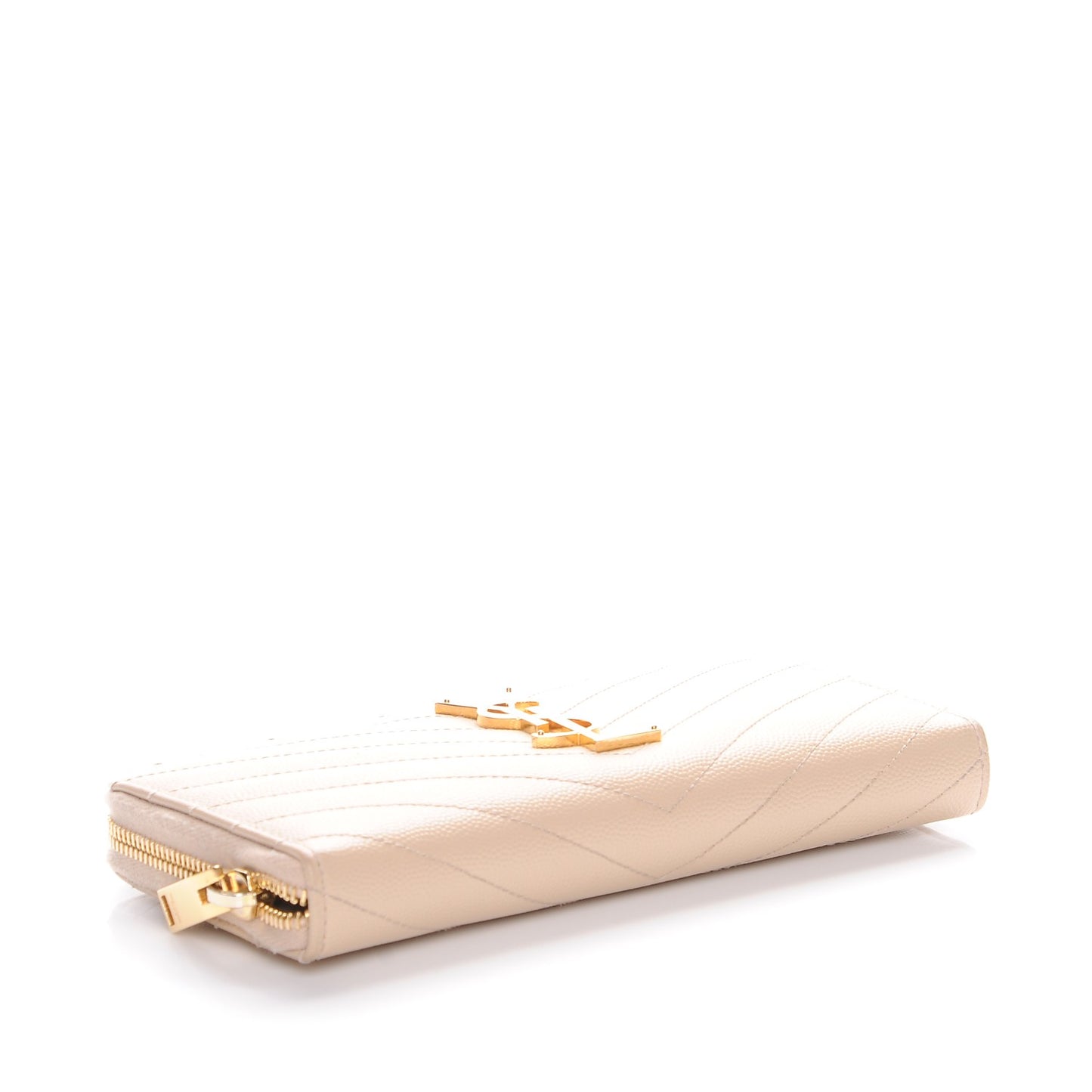 Grain De Poudre Matelasse Chevron Monogram Zip Around Wallet Nude Powder