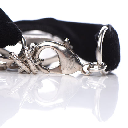 Chanel Crystal Velvet CC Bow Bracelet Black Silver 4 of 4