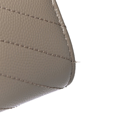 Saint Laurent Grain De Poudre Matelasse Chevron Monogram Compact Tri Fold Wallet Dark Beige 12 of 13