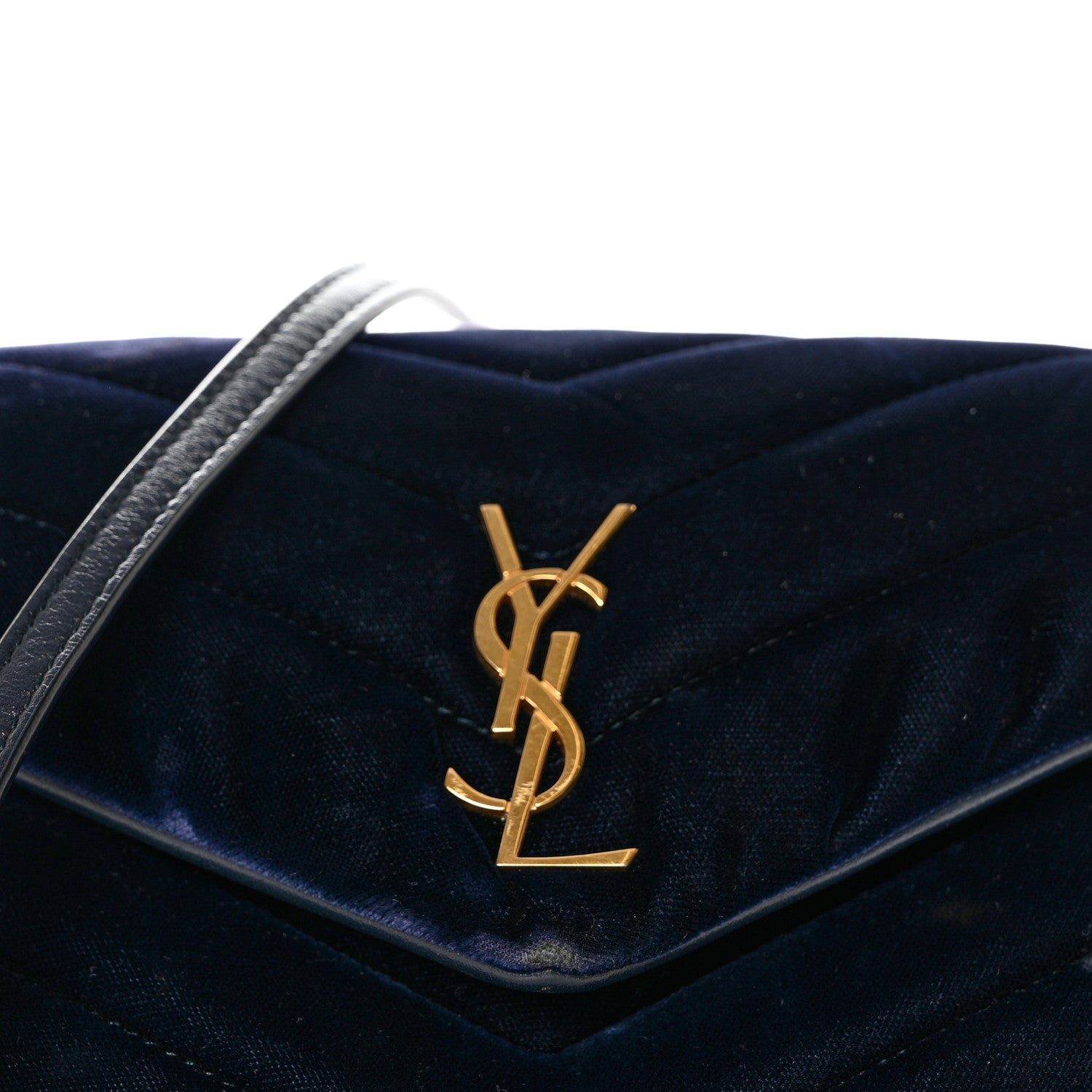 Saint Laurent Velvet Y Quilted Monogram Toy Loulou Crossbody Bag Deep Marine 9 of 14