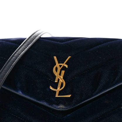 Saint Laurent Velvet Y Quilted Monogram Toy Loulou Crossbody Bag Deep Marine 9 of 14