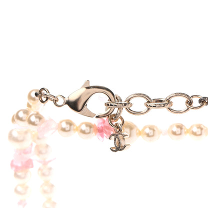 Chanel Pearl Stone CC Long Necklace Gold Pink Multicolor 4 of 5