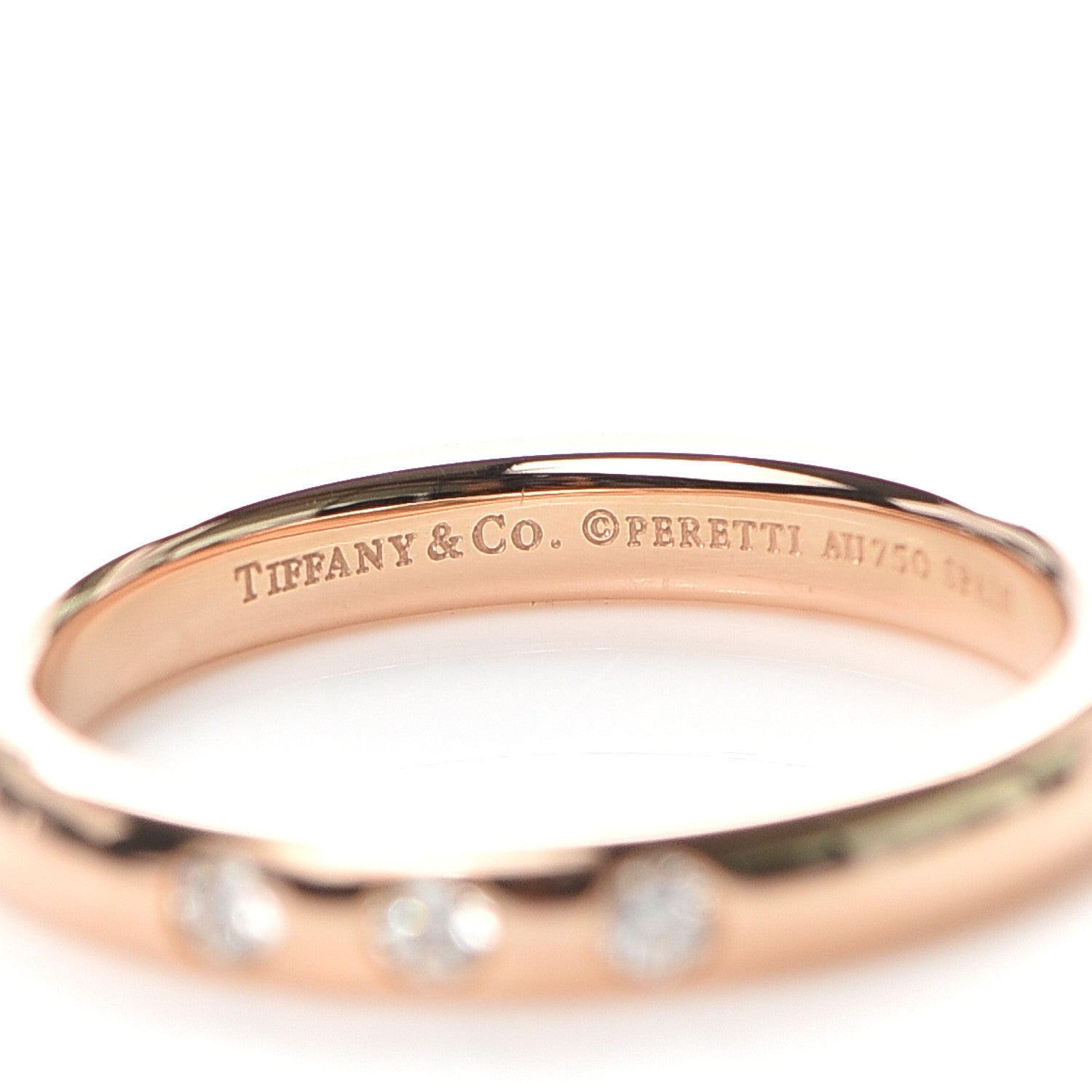Tiffany 18K Rose Gold Diamond Stacking Band Ring 49 5 4 of 6