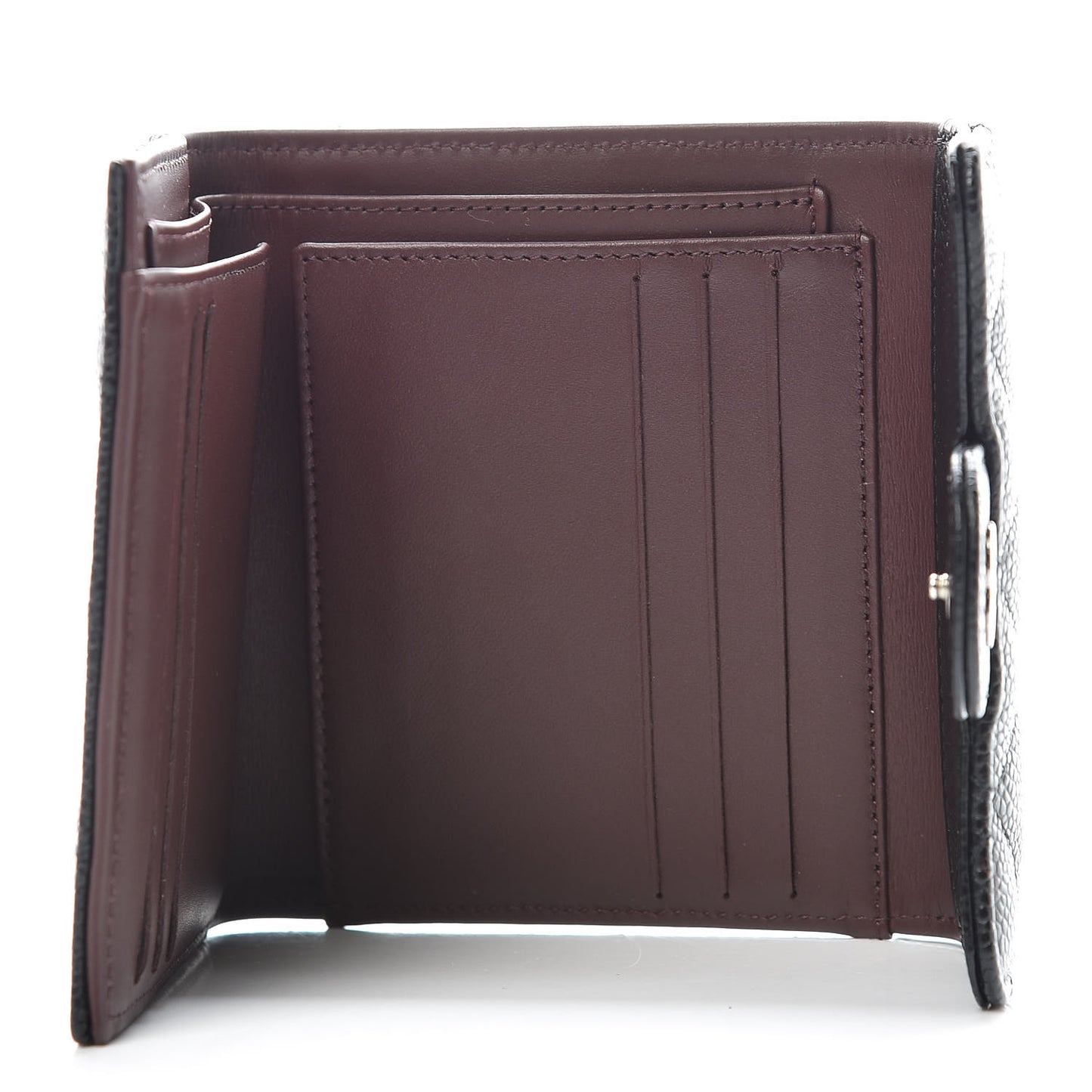 Caviar Quilted Compact Flap Wallet Black