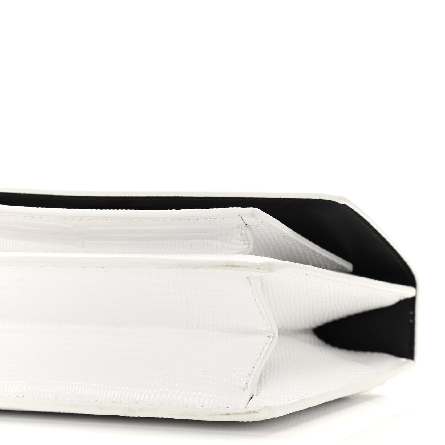 Patent Calfskin Lizard Embossed XS Sharp Top Handle Bag White