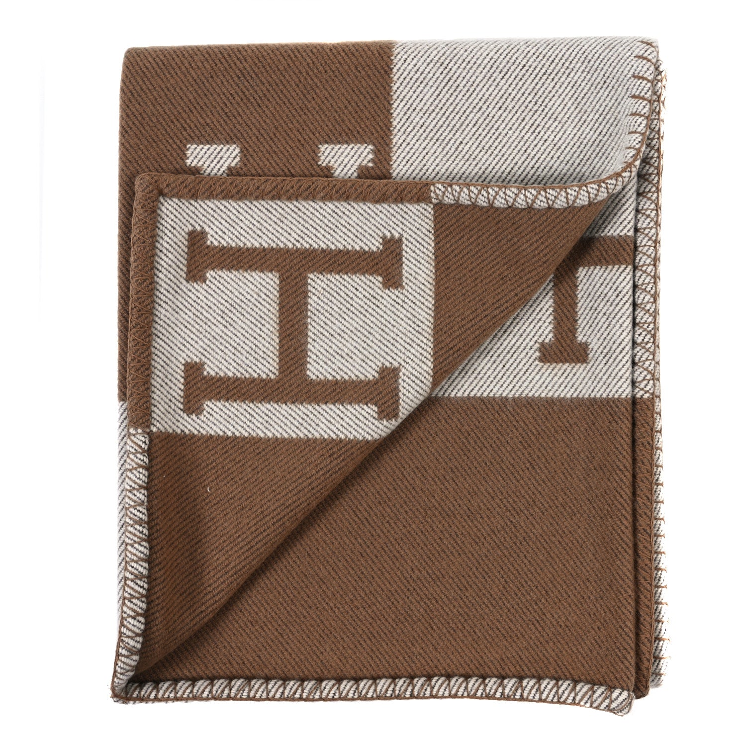 Hermes Wool Cashmere Avalon Blanket Ecru Camel 2 of 3