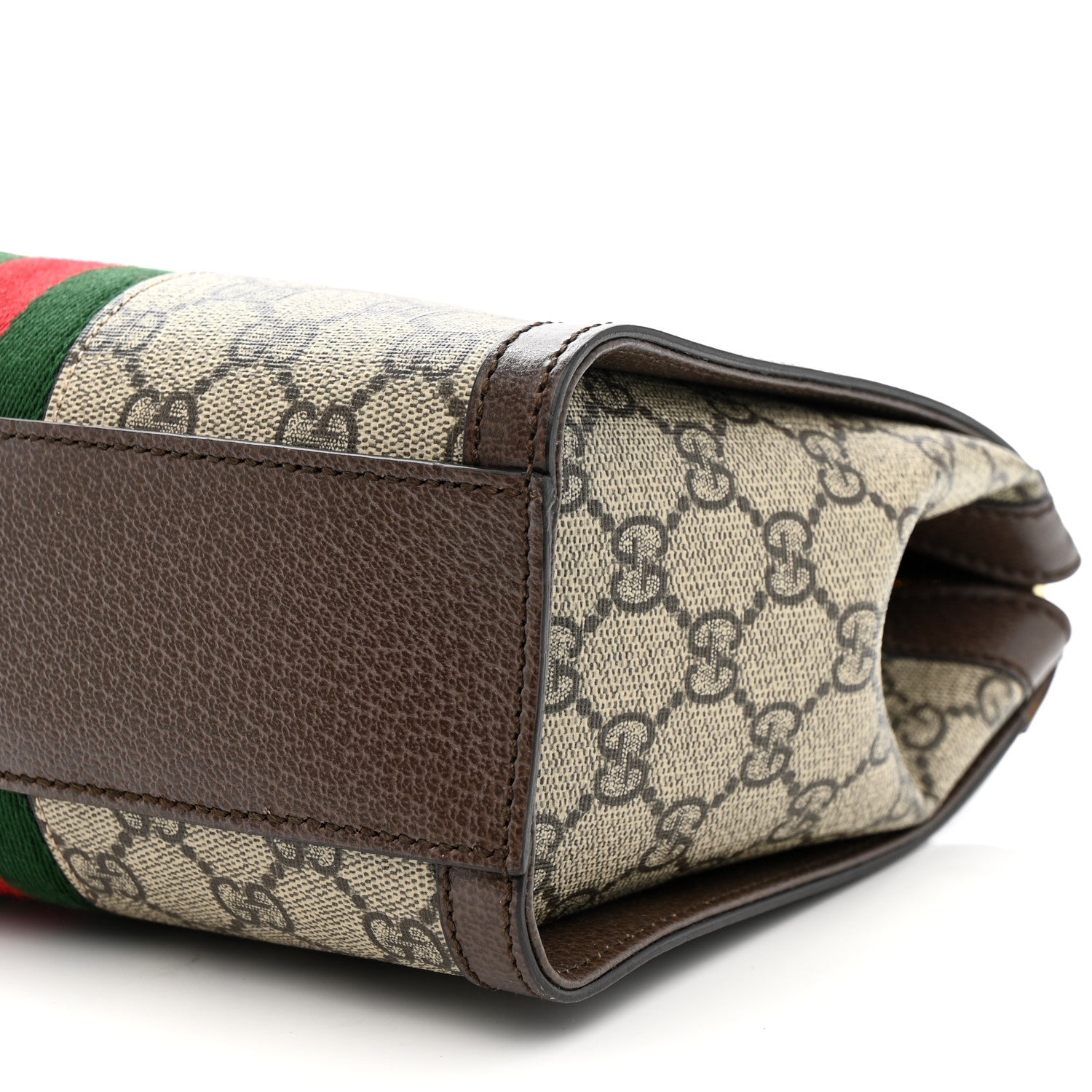 Gucci GG Supreme Monogram Textured Calfskin Web Small Ophidia Tote Bag Beige Ebony New Acero 11 of 13