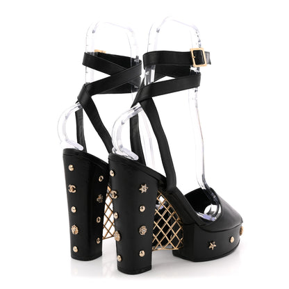 Chanel Calfskin Studded Platform Pumps 40.5 Black 5 of 11