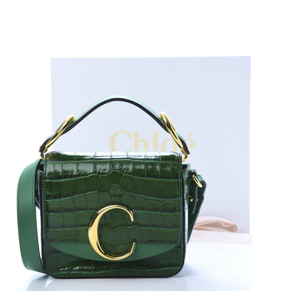 Chloe Calfskin Crocodile Embossed Mini C Double Carry Woodsy Green 15 of 15