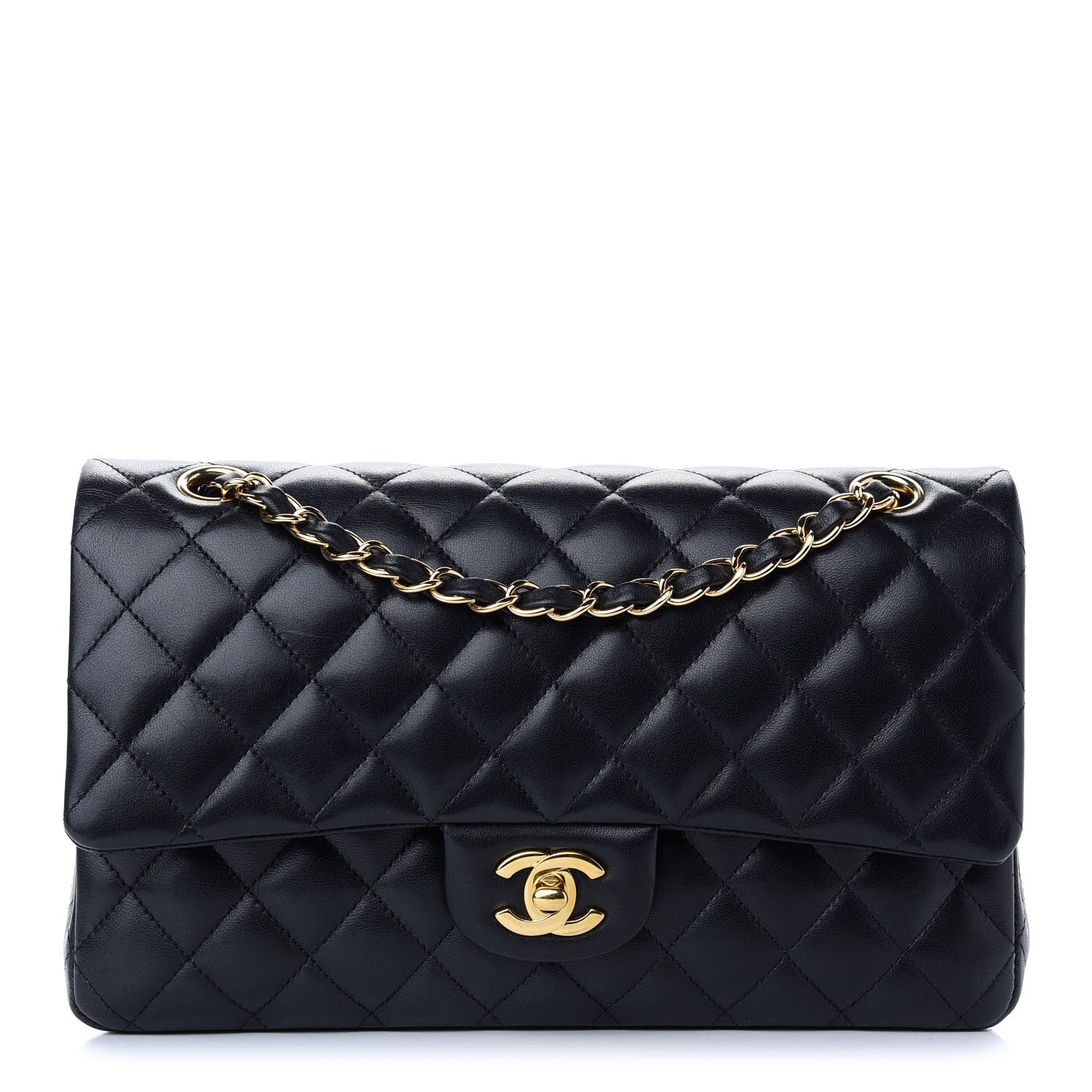 Chanel Lambskin Quilted Medium Double Flap Black 1 of 9