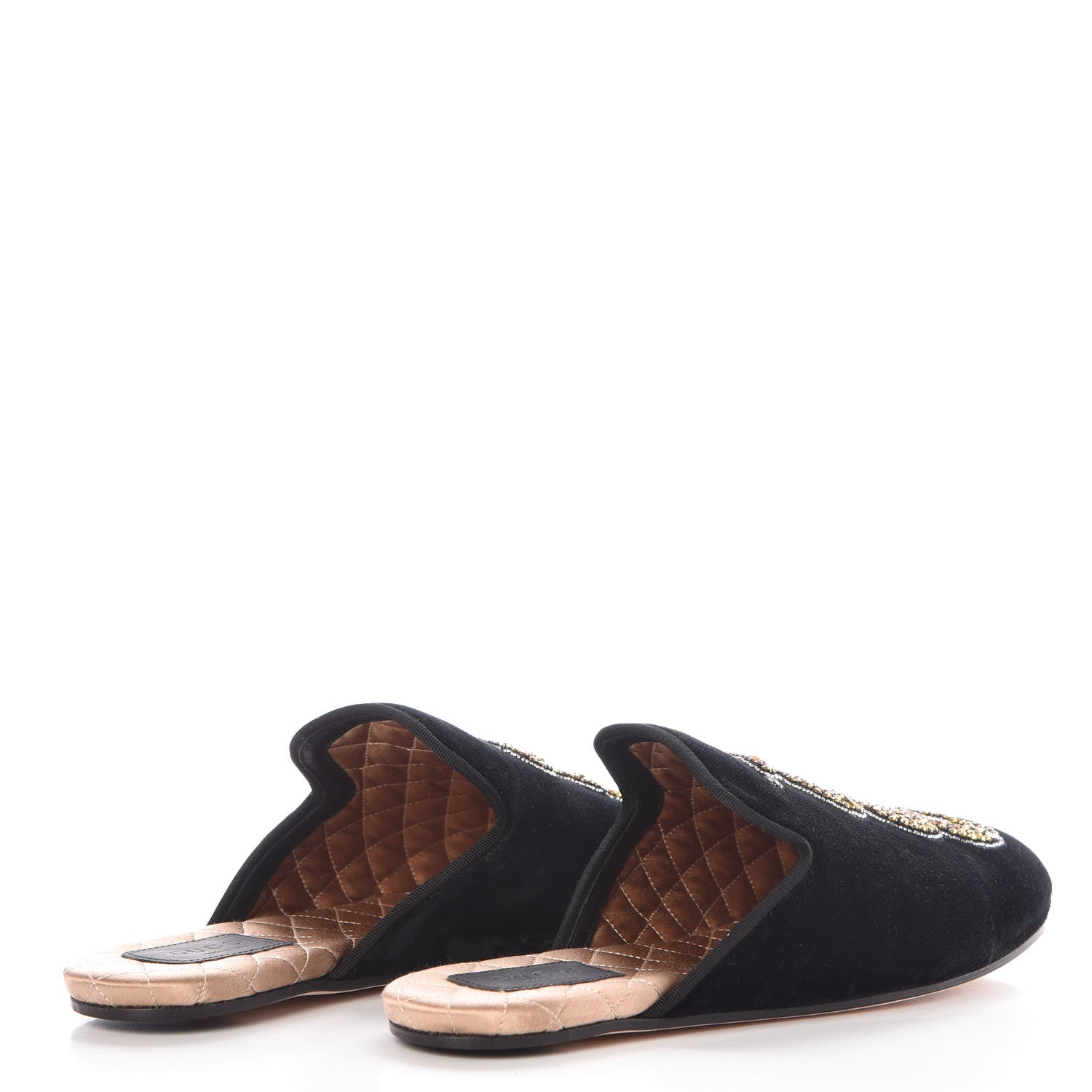 Gucci Velvet Silk Embellished Platform Detachable Slide 38.5 Black 8 of 13