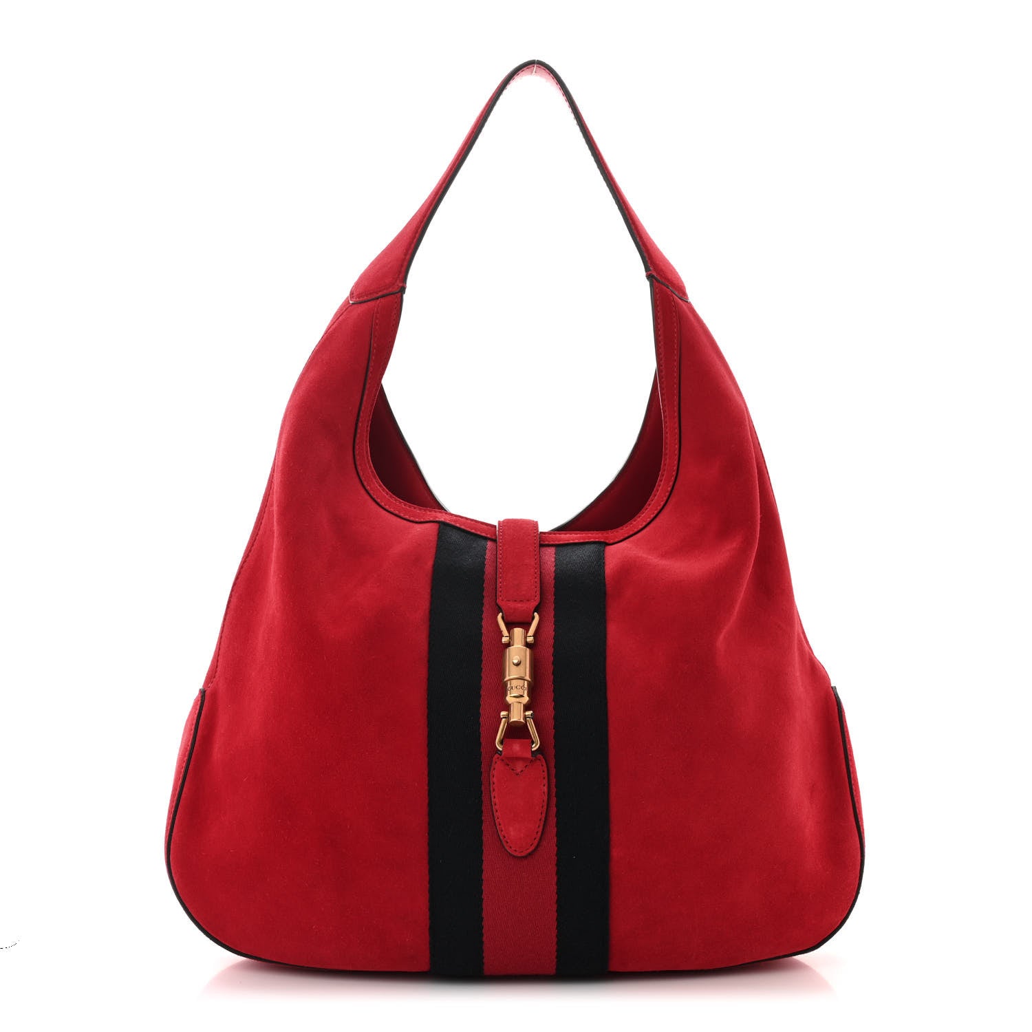 Gucci Soft Suede Web Large Jackie Hobo Red 1 of 12