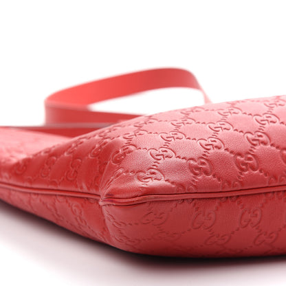 Gucci Guccissima Medium Flat Messenger Bag Red 4 of 10