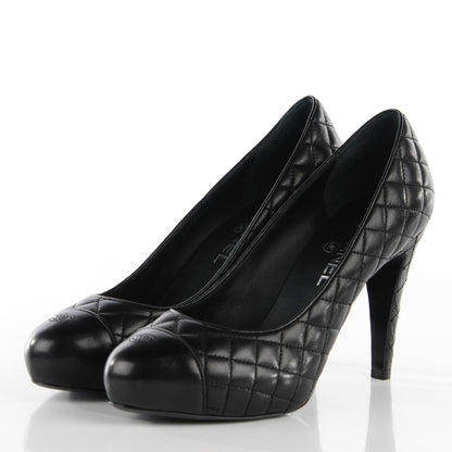 Chanel Lambskin Quilted Pumps 39.5 Black 3 of 6