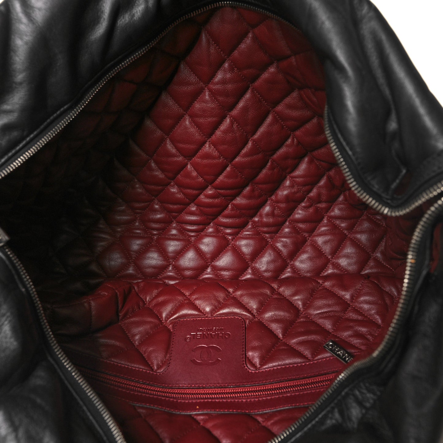 Lambskin COCO Cocoon Medium Zipped Tote Black