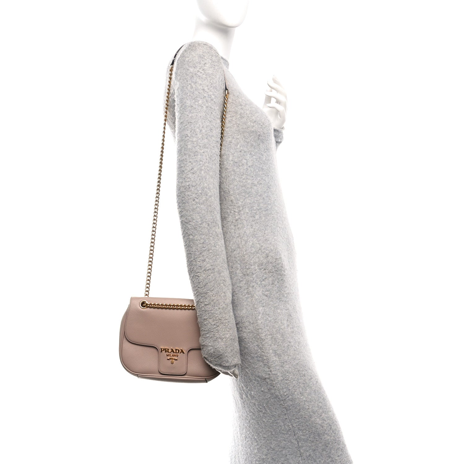 Prada Saffiano Flap Shoulder Bag Cipria 2 of 10