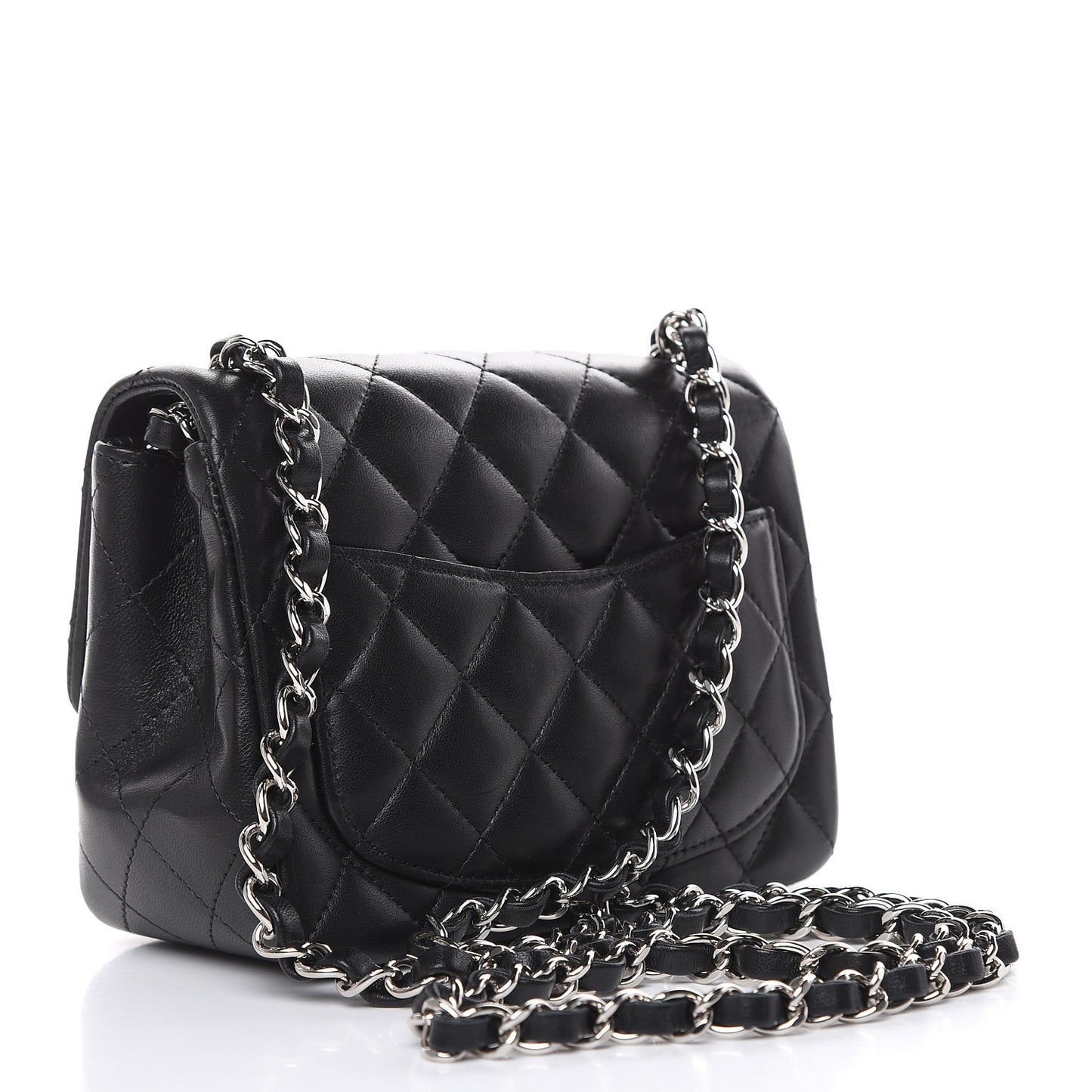 Lambskin Quilted Mini Square Flap Black