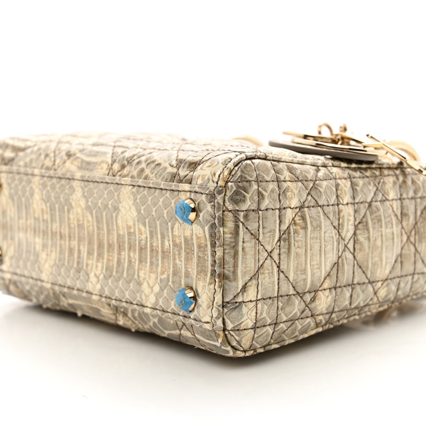 Snakeskin Cannage Mini Lady Dior Beige