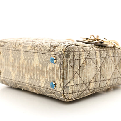 Christian Dior Snakeskin Cannage Mini Lady Dior Beige 9 of 9