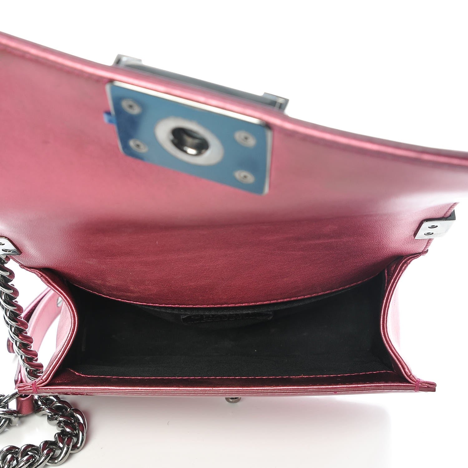 Chanel Metallic Patent Calfskin Quilted Small Boy Flap Pink 5 of 13