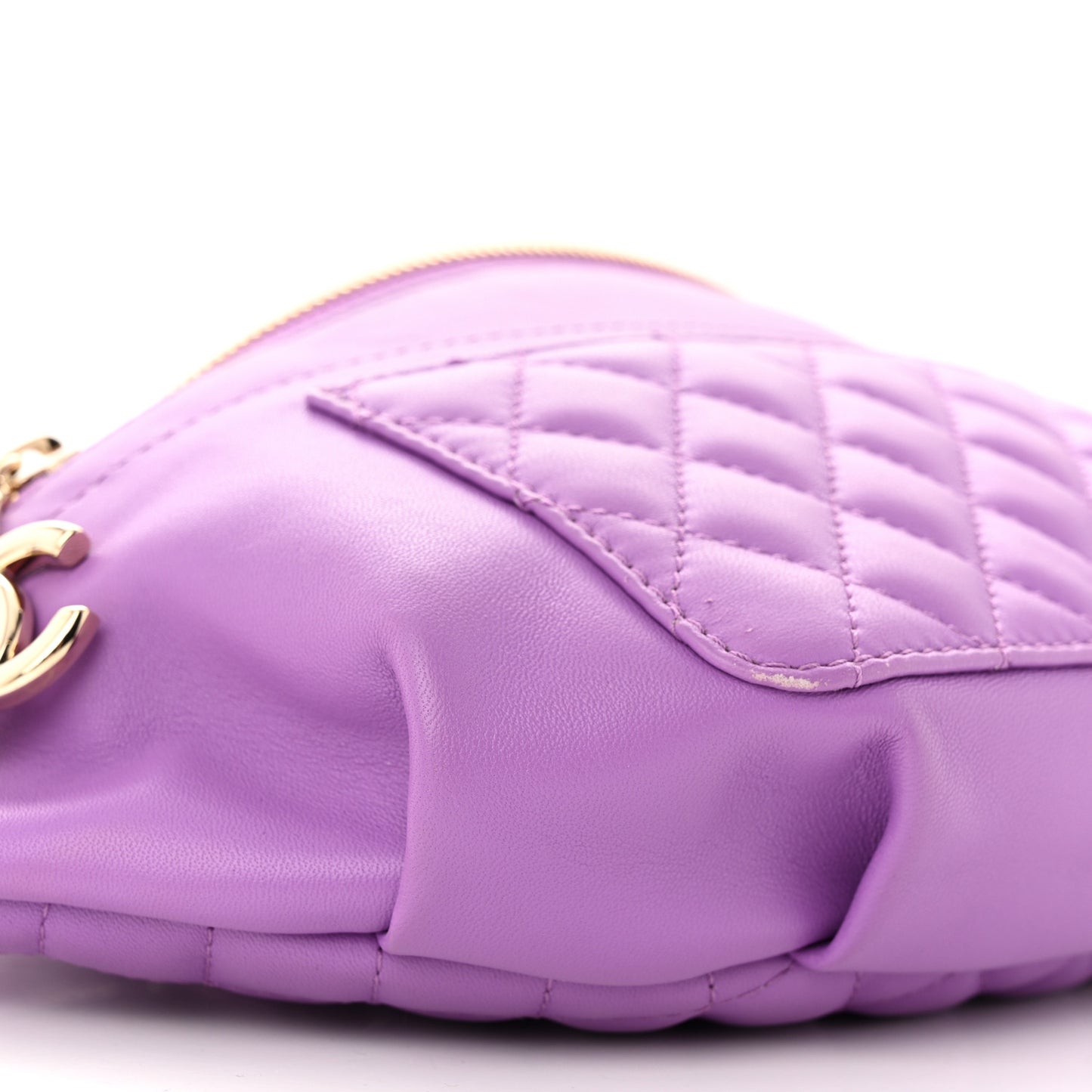 Lambskin Quilted Waist Belt Bag Purple