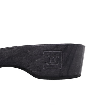 Chanel Suede CC Buckle Clogs 38 Black 7 of 16