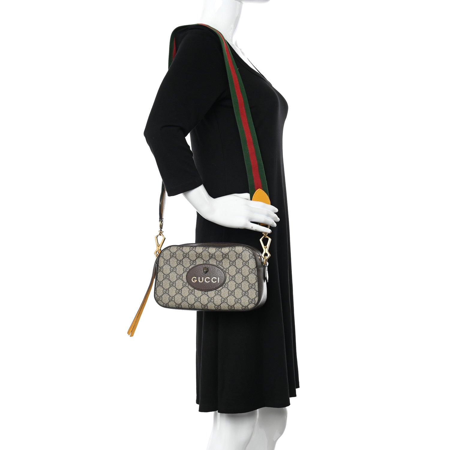 Gucci GG Supreme Monogram Web Neo Vintage Shoulder Bag Beige New Acero Crop 2 of 9