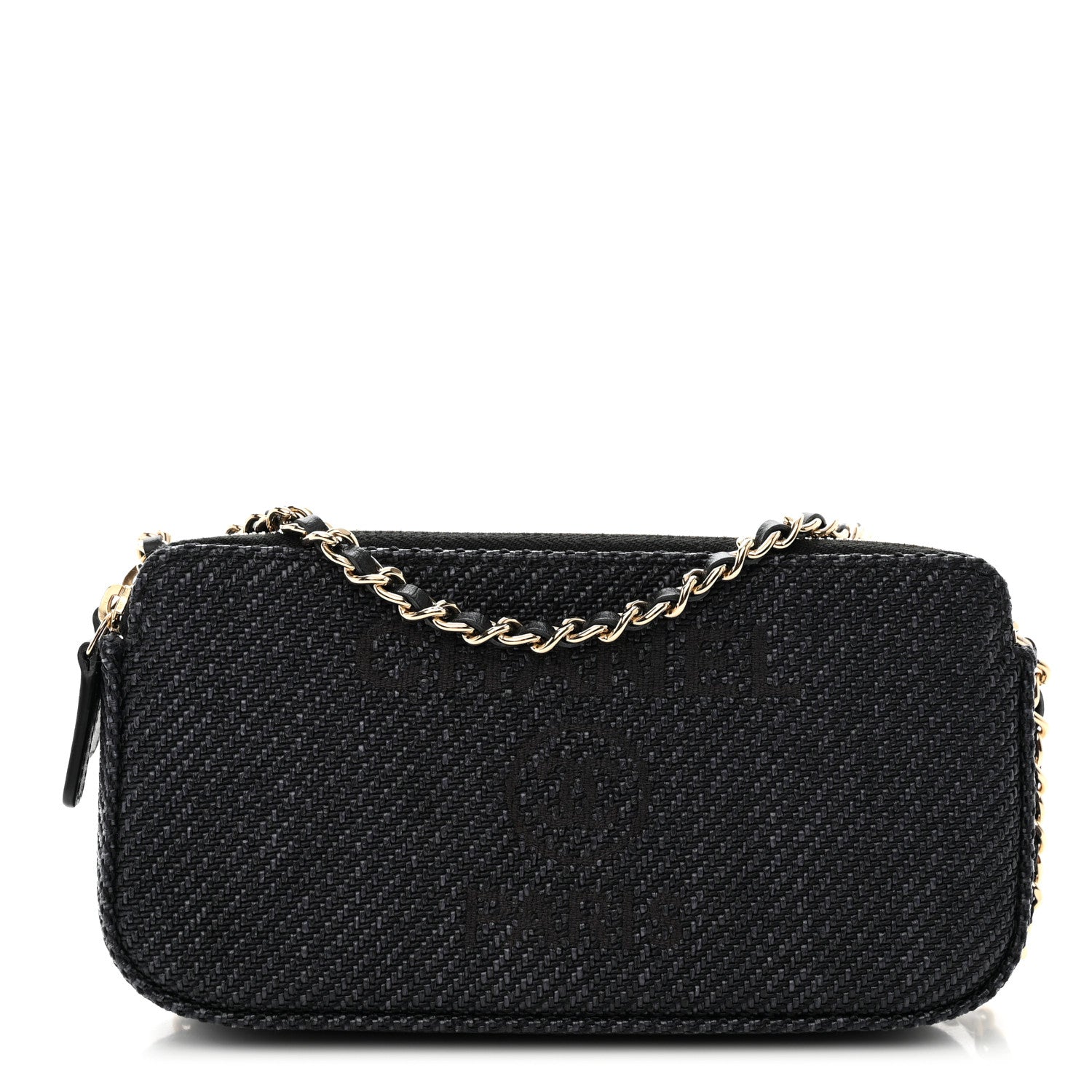 Chanel Lurex Straw Small Deauville Clutch With Chain Blue 1 of 14