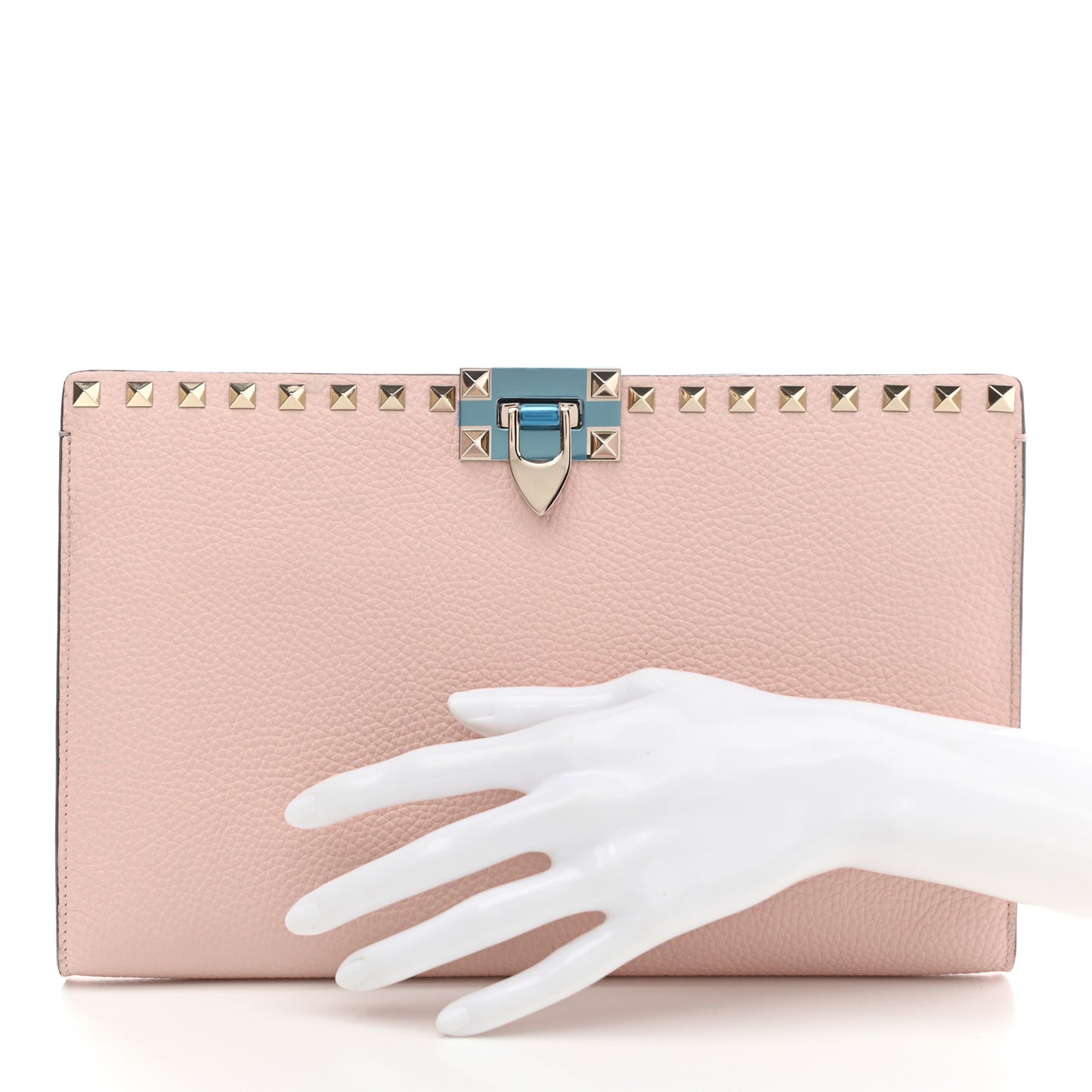 Vitello Rockstud Large Flat Pouch Light Pink